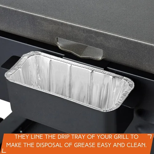 Miniatura 4 de Findful Paquete de 50 forros para bandejas de goteo para accesorios de parrilla Blackstone, bandeja de papel de aluminio desechable para 17, 22, 28
