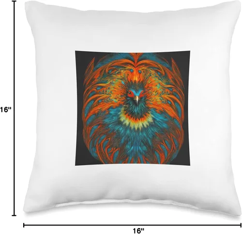 Miniatura 4 de Zenith Designs Phoenix with Red Eyes - Almohada de diseño único, 16 x 16 pulgadas, multicolor
