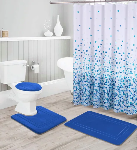 Miniatura 4 de Kids Zone Home Linen - Juego de accesorios de baño de 16 piezas: tapete de ducha antideslizante, tapete de pie de sanitario antideslizante, tapa