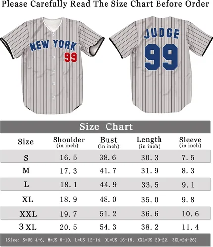 Miniatura 4 de New York Judge - Camiseta de béisbol de 99 rayas para hombresmujeresjóvenes