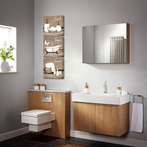 Miniatura 2 de RnnJoile Imágenes de baño beige para pared, arte de pared para bañera o spa, impresiones decorativas para relajarse y relajarse, arte para baño