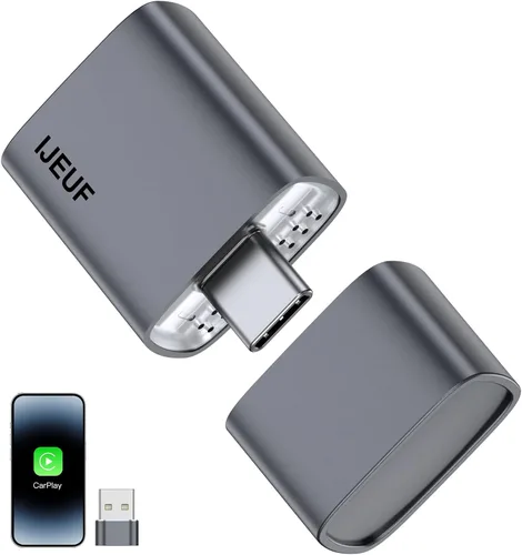 Adaptador inalámbrico CarPlay para iPhone, convierte Apple CarPlay con cable de fábrica a inalámbrico, mini USB/USB-C CarPlay Dongle, reconexión