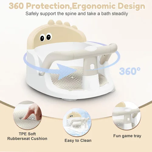 Miniatura 4 de Asiento de baño para bebés de 6 meses en adelante sentados, silla de baño antideslizante con ventosa, seguro y cómodo asiento de baño infantil