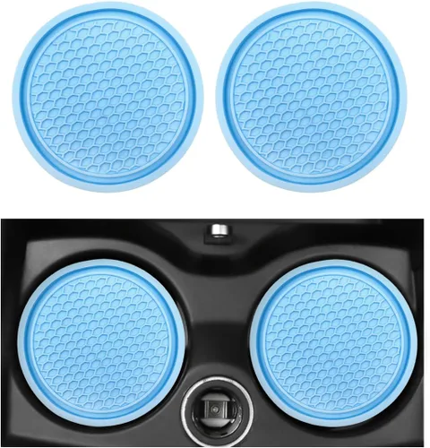 Miniatura 17 de Ohleats Juego de posavasos de 2 piezas para automóvil, impermeable en forma de panal de abeja, PVC antideslizante de 2.75 pulgadas, universal