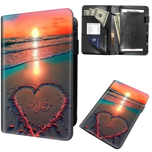 Miniatura 33 de Libreta de pedidos para camarera, cartera de cuero con bolsillo con cremallera oculta, soporte para bolígrafos, lindo organizador para camarera