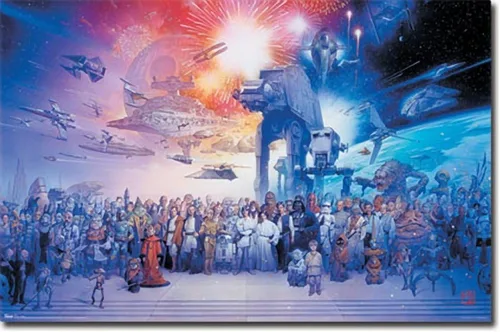 Miniatura 15 de Star Wars: Saga - Póster de pared de galaxia, 22.4 pulgadas de largo x 14.7 pulgadas de ancho, versión enmarcada de madera de granero