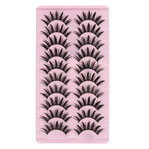 Miniatura 5 de 10 pares de pestañas de manga de aspecto húmedo, efecto ojo de gato, extensión de pestañas de visón puntiagudas, estilo japonés para cosplay, A03