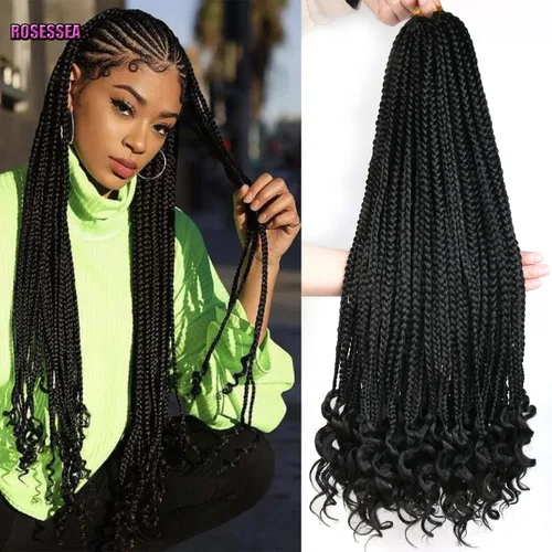 ROSESSEA 6 paquetes de trenzas de ganchillo de 26 pulgadas, trenzas de ganchillo para mujeres, cabello trenzado de ganchillo negro con extremos 1b#