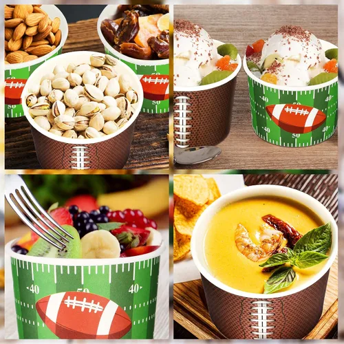 Miniatura 6 de Mimorou 80 unidades de suministros de fiesta de fútbol, cuencos de 9 onzas, cuencos de fútbol para el día del juego, tazas de papel, cuenco de papel