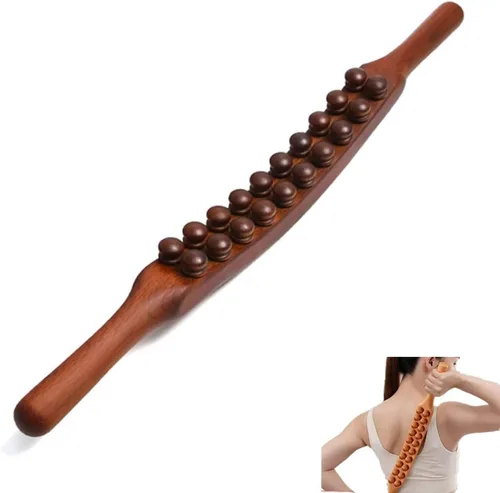 Miniatura 15 de Herramientas de masaje de madera Gua Sha, herramienta de paleta de drenaje linfático de 10 cuentas, herramienta de masaje de mano para esculpir