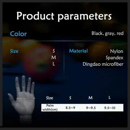 Miniatura 6 de Guantes de billar para mano izquierda, guantes de billar para mano izquierda, 3 dedos, secado rápido, transpirables y antideslizantes, guantes Mano