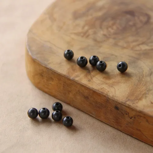 Miniatura 4 de Karelian Heritage Shungite - Juego de 50 cuentas redondas (0.236 pulgadas), piedra natural negra pequeña para hacer joyas para adultos, cuentas