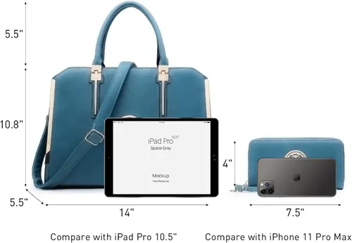 Miniatura 3 de Dasein Bolso de mano grande para mujer, de piel vegana, bolsa de trabajo, bolsa de hombro con cartera a juego