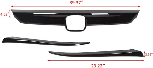 Miniatura 9 de KUAFU Juego de 3 piezas para parrilla delantera y cubierta de párpados compatible con Honda Accord 10th Gen Sedán 2018-2020, parrilla superior
