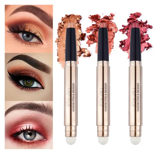 Miniatura 13 de LOKFAR 3 lápices de sombra de ojos en barra de maquillaje cosméticos iluminadores de ojos, lápiz de sombra de ojos en crema giratorio impermeable