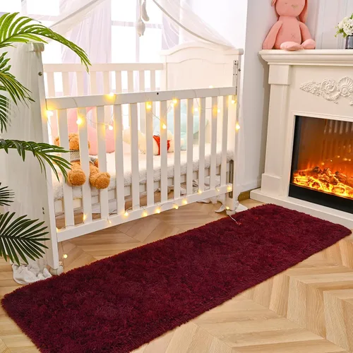 Miniatura 6 de DweIke - Tapete de pelo alto y esponjoso para sala, dormitorio, habitación infantil, guardería y cabecera, tapete antideslizante y supersuave