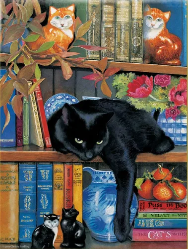 Miniatura 3 de SUNSOUT INC - On The Shelf - Rompecabezas de 1000 piezas por artista: Chrissie Snelling - Tamaño acabado 20 x 27 pulgadas - MPN # CL59367