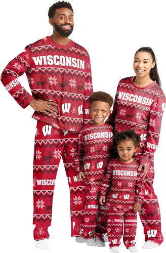 Miniatura 14 de FOCO NCAA para mujeres - Conjunto de pijamas familiares navideños a juego con patrón feo del equipo universitario de la NCAA Patrón feo navideño