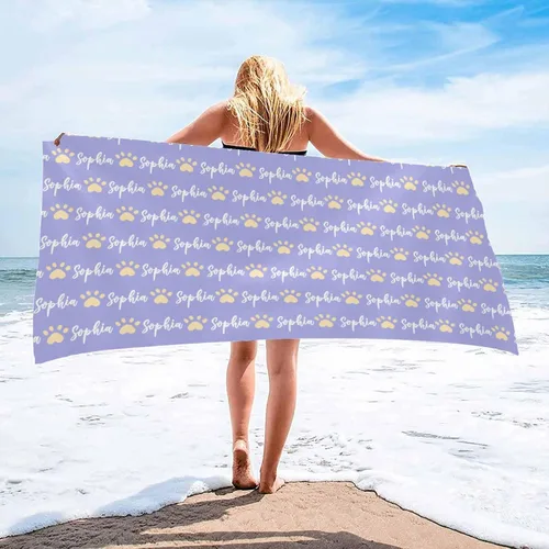 Miniatura 12 de InterestPrint Toalla de playa personalizada para mujeres y hombres, hojas tropicales, naranja, toallas de playa personalizadas con nombres, manta