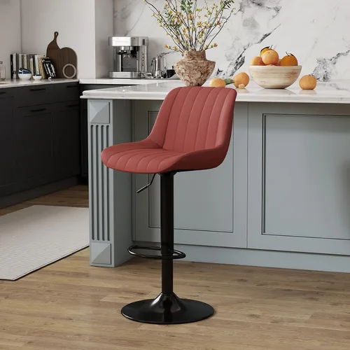 Miniatura 31 de Youhauchair - Juego de 1 taburete de bar, taburetes giratorios de altura de mostrador con respaldo, sillas de bar ajustables de piel sintética