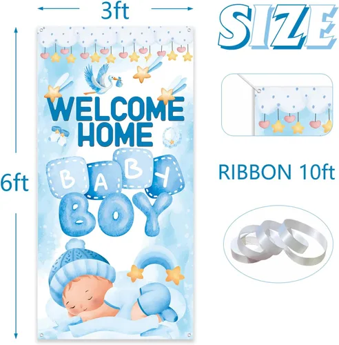 Miniatura 2 de Cartel de bienvenida a casa para puerta de bebé, baby shower, revelación de género, decoraciones para fiestas para niños, con texto en inglés "It's
