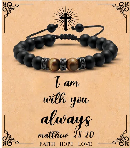 Pulsera para hombres, regalos de Navidad para hombres, novio, marido, papá, hijo, hermano, nieto, abuelo, tío amor, alivio del estrés, ojo de tigre,