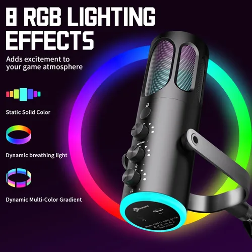 Miniatura 4 de Microfono para juegos, micrófono condensador USB para PC, PS4/5 y Mac, micrófono de computadora con cancelación de ruido, silencio, reverberación