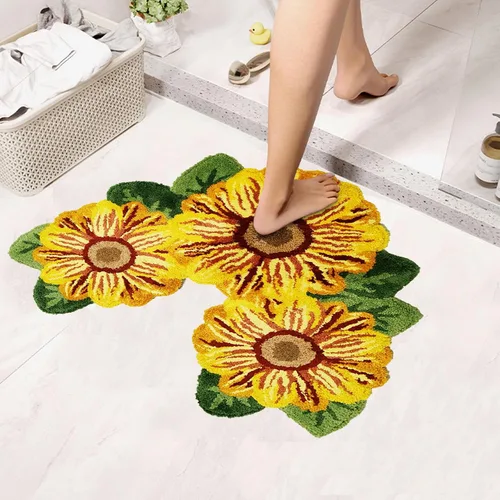 Miniatura 3 de USTIDE Alfombra de Baño Lanuda Alfombra de Baño de Girasol Antideslizante Lavable a Máquina y Secado, Alfombrillas de Baño para Baño Bañera Ducha