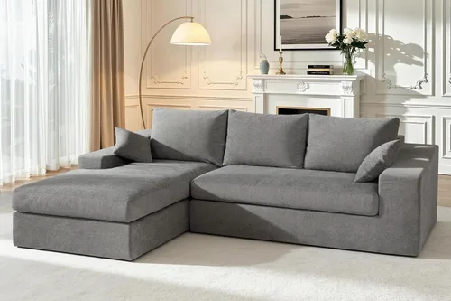 Miniatura 32 de HABUTWAY Sofá modular modular de 101 pulgadas con asiento profundo, moderno sofá convertible en forma de L, sofá tapizado con diván para sala