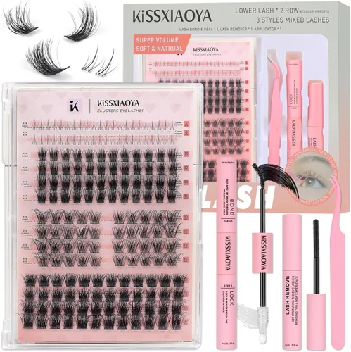 Miniatura 9 de KISSXIAOYA Kit de extensiones de pestañas en racimo, kit de extensión de pestañas con unión de pestañas, sello y aplicador, 144 piezas de 0.004 in