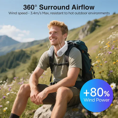 Miniatura 5 de Hotsales Ventilador de cuello, manos libres, sin aspas, portátil, recargable, funciona con batería de 6000 mAh, ventilador personal portátil