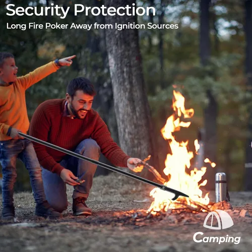 Miniatura 3 de Póquer de fuego para hoguera, póquer de chimenea de 32 pulgadas, póquer largo resistente para chimenea, camping, estufa de leña, uso en exteriores e