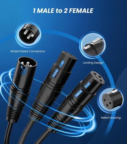Miniatura 3 de Tisino Cable XLR Y-Splitter Cable hembra doble XLR a macho de micrófono combinador Y cable de conexión de adaptador de micrófono equilibrado