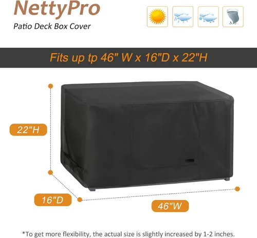 Miniatura 2 de NettyPro Cubierta para caja de cubierta, resistente a la decoloración, resistente a la decoloración, para patio al aire libre, funda de banco