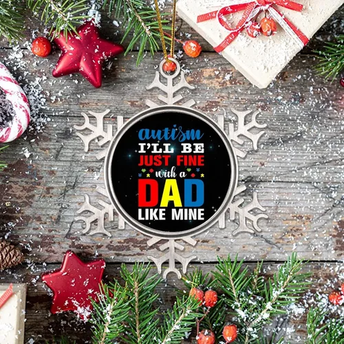 Miniatura 6 de Adornos de Navidad para niños con autismo I'll Be Just Fine with A Dad Like Mine para niños, decoraciones de conciencia sobre el autismo, adornos