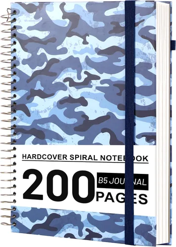 Miniatura 11 de Yoment Cuaderno de espiral B5 con bolsillos para carpeta, 200 páginas de tapa dura, diario de rayas universitarias, papel grueso de 3.53 oz/m²