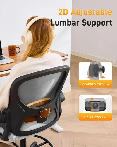 Miniatura 3 de LukkDys Silla de dibujo con respaldo multiajustable 4D, silla de oficina alta de 19.7 a 27.6 pulgadas de altura, silla de escritorio ergonómica