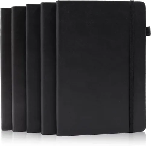 Paquete de 5 cuadernos punteados con bucle para bolígrafo, cuaderno de tapa dura para el trabajo, papel grueso de alta calidad de 3.53 oz/m² con