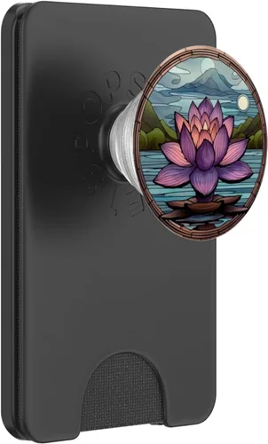 Miniatura 7 de PopSockets PopSockets PopGrip Intercambiable Floral Vitral Púrpura Abstracto Lotus Flower