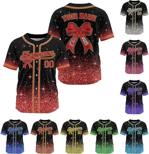 Miniatura 16 de Camiseta de béisbol de uniforme de animadora personalizada, camiseta de animadora para niñas, mujeres, jóvenes, niños, camiseta con purpurina