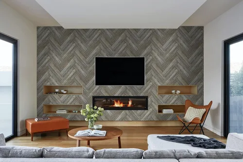 Miniatura 5 de NextWall Papel tapiz autoadhesivo de madera de cheurón sintético