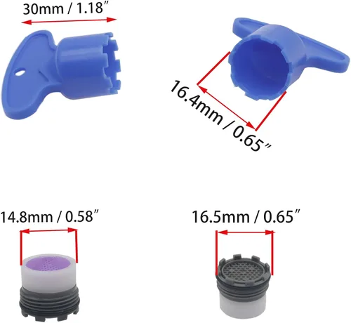 Miniatura 2 de 1 juego de 0.650 in filtro de grifo limitador grifo aireador llave restrictor piezas de repuesto para baño o cocina