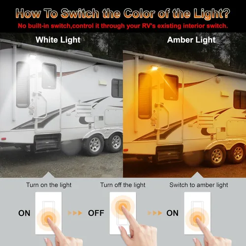 Miniatura 5 de Luz exterior para caravana, luz LED de aluminio de 1300 lm con doble color blanco/ámbar para caravana, remolques, camiones, porches, remolque, 5ª