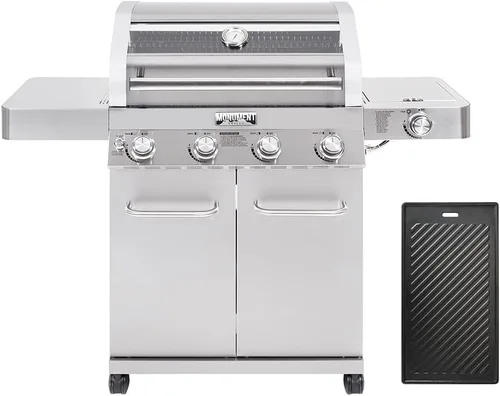 Miniatura 12 de Monument Grills - Parrilla convertible más grande de 4 quemadores de gas natural, parrilla de propano estilo gabinete de acero inoxidable, controles