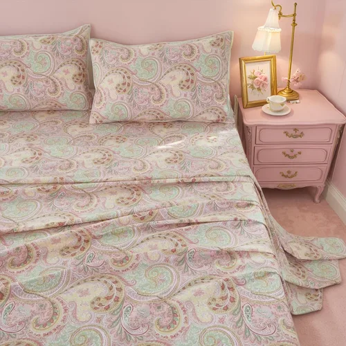 Miniatura 29 de Brandream Juego de sábanas tamaño King con estampado floral lujoso estilo bohemio con medallón azul y estampado de cachemira, colección de ropa