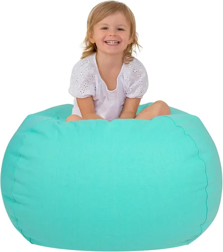 Miniatura 11 de Aubliss Puf de Almacenamiento de Animales de Peluche, Silla Puf de Unicornio, Stuff 'n Sit para Niños, Mediano 32" - Lona Unicornio Azul Azul