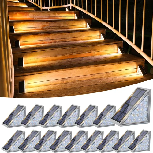 Miniatura 8 de VOLISUN Paquete de 8 luces solares para escaleras, 7 colores fijos, luces solares para escalones al aire libre, impermeables, IP67, luz LED