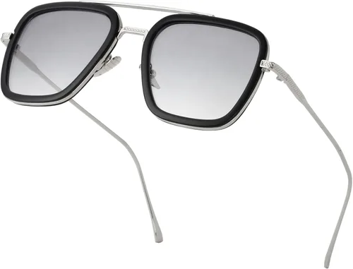 Miniatura 3 de SUNGVG Tony Stark - Lentes de sol para hombres y mujeres marco cuadrado de metal lentes de sol vintage Iron Man y Spider-Man