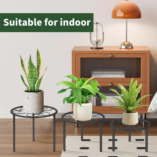 Miniatura 8 de Juego de 5 estantes de metal para plantas en maceta, estantes resistentes para plantas de diferentes tamaños, estantes de flores de hierro