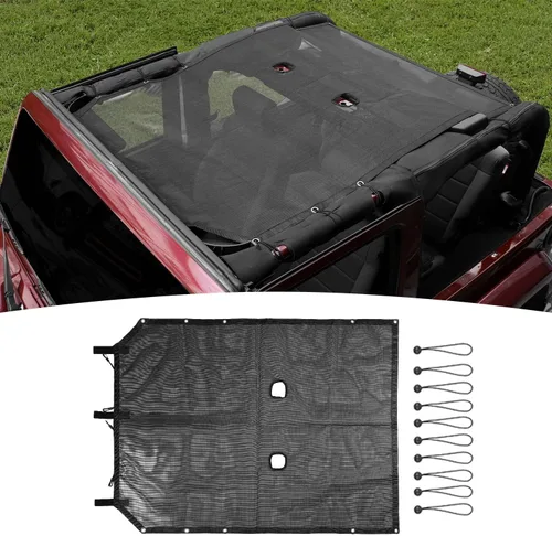 Miniatura 8 de Parasol de malla para protección UV, accesorios exteriores para Jeep Wrangler JK de 2 puertas 2007-2017, estilo extendido